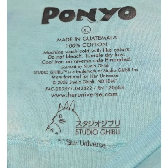 Ponyo Her Universe Tie Dye Tee Shirt Anime Ghibli Blue Green Size XL - Picture 3 of 5